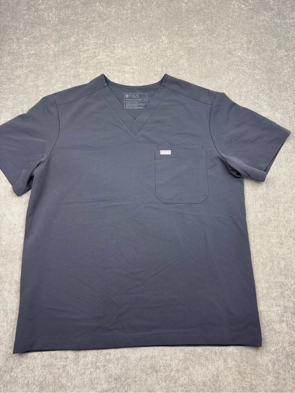 Figs Leon V-Neck Scrub Top with Pocket Gray Mens Medium